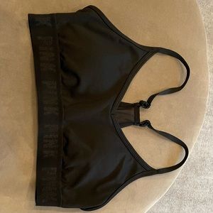 PINK Victoria Secret Black sports bra with black band. Size M.